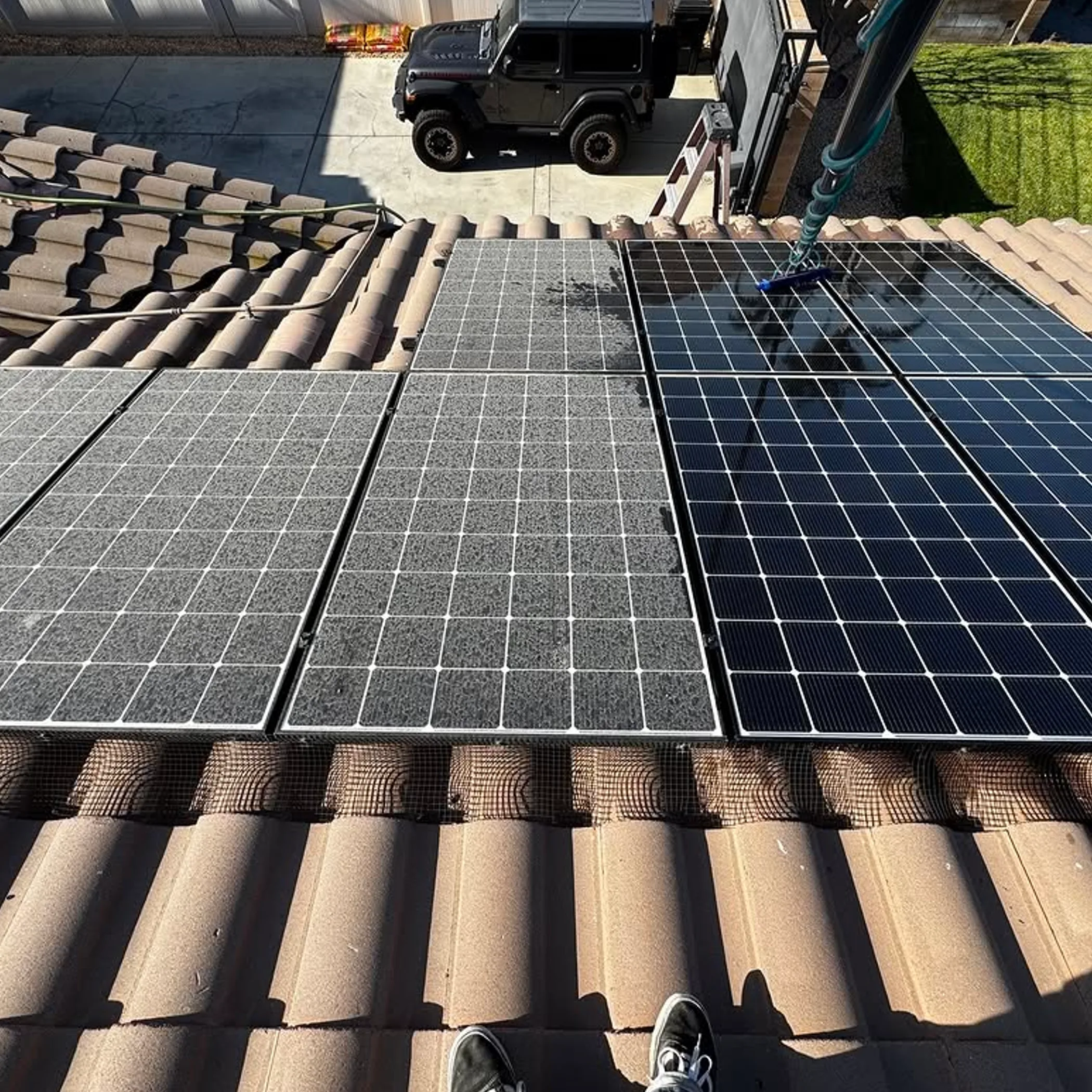 solar panels with visible surface soiling